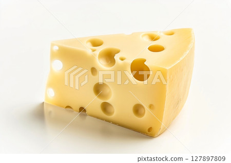 Triangular block of swiss cheese standing up on... - Stock Illustration ...