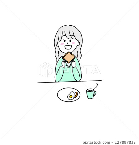 吃早餐的婦女 127897832