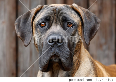 Portrait of a boerboel dog staring with intense gaze 127898195