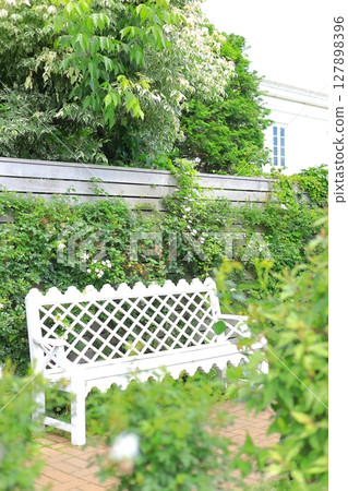 橫濱英式花園：繡球花與長椅 127898396