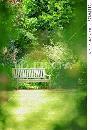 橫濱英式花園：繡球花與長椅 127898412