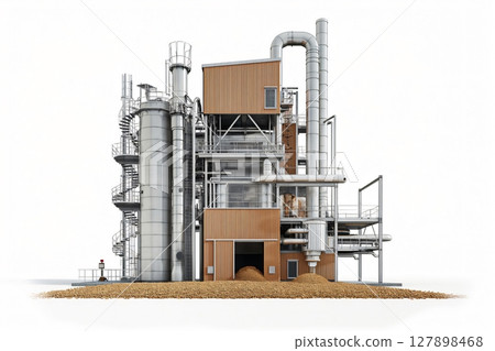 Modern biomass power plant generating renewable energy from wood chips, showcasing the concept of sustainable power generation Modern biomass power plant generating renewable energy from wood chips, showcasing the concept of sustainable power generation 127898468