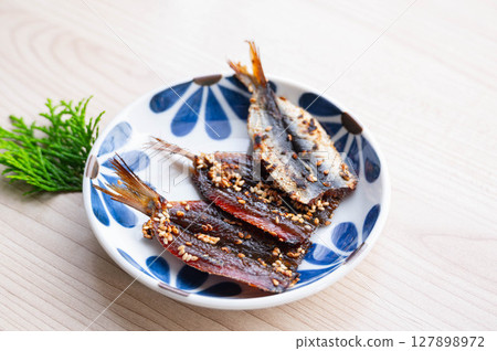 Grilled Mamakari Mirin Dried Fish Grilled Mamakari Mirin Dried Fish 127898972
