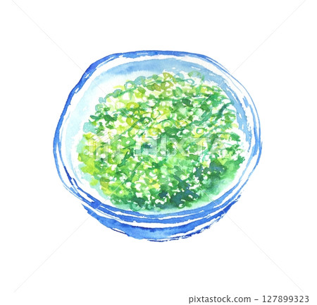 Watercolor illustration of sea grapes – Okinawa seafood Watercolor illustration of sea grapes – Okinawa seafood 127899323