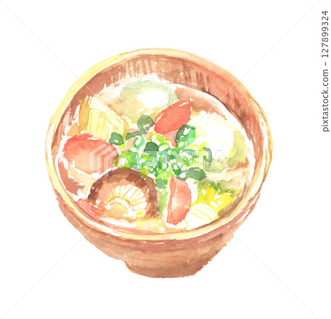 熊本當地美食「Dagojiru」的水彩畫 127899324