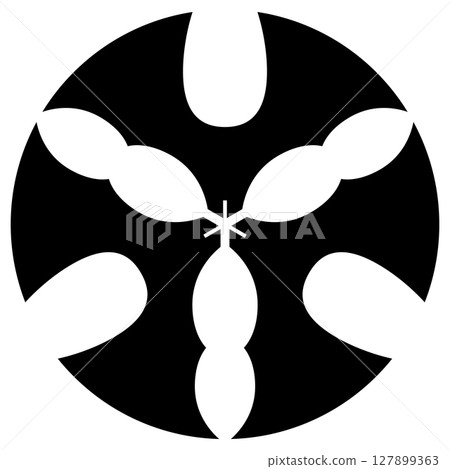 This is the family crest, a circle with three koto pillars. 127899363