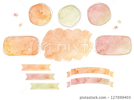 Watercolor frame and heading illustration background set (Autumn) Watercolor frame and heading illustration background set (Autumn) 127899403