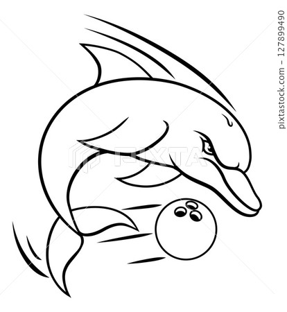 Dolphin Animal Bowling Ball Sports Team Mascot Dolphin Animal Bowling Ball Sports Team Mascot 127899490