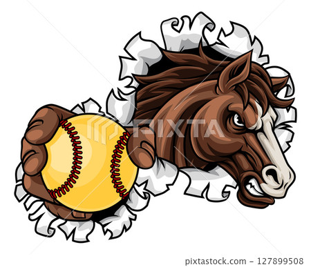 Horse Mustang Stallion Softball Sports Team Mascot 127899508