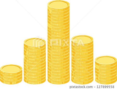 Stacks of shiny gold coins arranged like a bar chart rise and fall across the center while wide blank white space surrounds them, leaving room for headlines about profit growth and financial success Stacks of shiny gold coins arranged like a bar chart rise and fall across the center while wide blank white space surrounds them, leaving room for headlines about profit growth and financial success 127899558