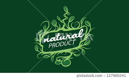 Vector logo of a natural product, hand-drawn in an artistic style Vector logo of a natural product, hand-drawn in an artistic style 127900241