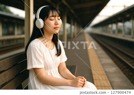 girl listening to music 127900474