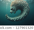 游泳的海龜在水面下 127901320