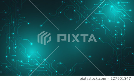 Circuit board digital abstract background. Motherboard technology texture design. AI semiconductor and computer processor on tech bg. Vector illustration 127901547