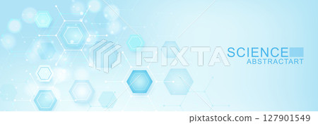 Modern health care abstract background with lines, dots and hexagons. Medical innovation banner template concept. Vector illustration. 127901549