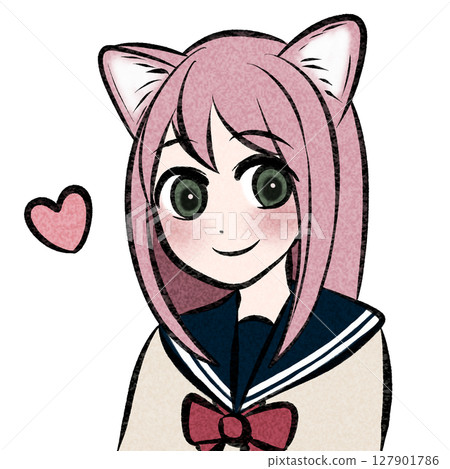 Moe-style cat-eared high school girl mini character Moe-style cat-eared high school girl mini character 127901786