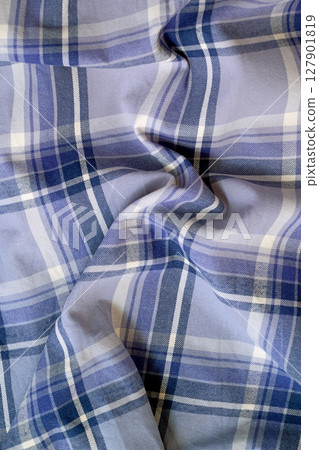Stripes repeated on crumpled draped casual shirt Stripes repeated on crumpled draped casual shirt 127901819