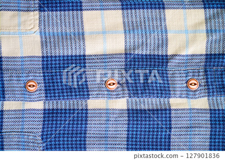 Three buttons on patterned casual shirt Three buttons on patterned casual shirt 127901836