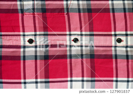 Three buttons on patterned casual shirt Three buttons on patterned casual shirt 127901837