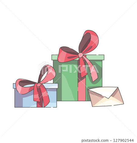 Gift boxes with ribbon vector icon. Isolated wrapped presents. Festive or holiday symbol for celebration or surprise, special occasion. Wedding, birthday, Christmas or marriage event. Holiday packages Gift boxes with ribbon vector icon. Isolated wrapped presents. Festive or holiday symbol for celebration or surprise, special occasion. Wedding, birthday, Christmas or marriage event. Holiday packages 127902544