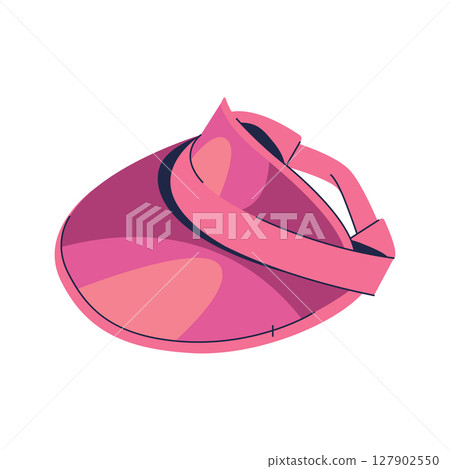 Sun visor for ladies, vector icon. Hat or headwear for sun shade. Summer lightweight, UV protective apparel for outdoor leisure and beach vacation. Sport, tennis and golf activity wear. Fashion. Sun visor for ladies, vector icon. Hat or headwear for sun shade. Summer lightweight, UV protective apparel for outdoor leisure and beach vacation. Sport, tennis and golf activity wear. Fashion. 127902550