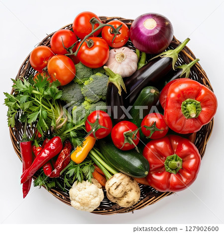 Collection vegetables isolated on a white Collection vegetables isolated on a white 127902600