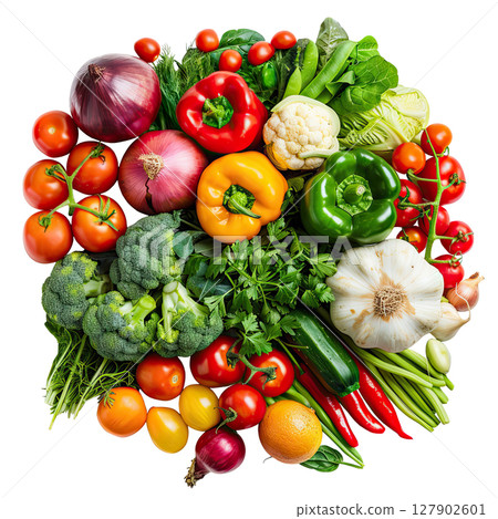 Collection vegetables isolated on a white Collection vegetables isolated on a white 127902601