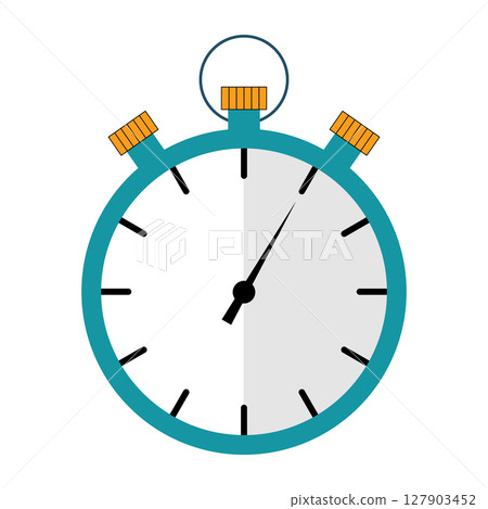 Stopwatch Icon with Half Shaded Face Vector Illustration. A clean and modern vector illustration of a classic stopwatch. Stopwatch Icon with Half Shaded Face Vector Illustration. A clean and modern vector illustration of a classic stopwatch. 127903452