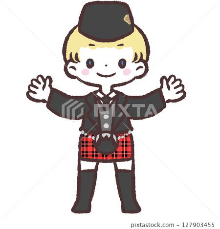 穿著英國民族服裝的兒童插圖 穿著英國民族服裝的兒童插圖 127903455