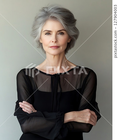 Elegant Woman in Black with Graceful Confidence 127904003