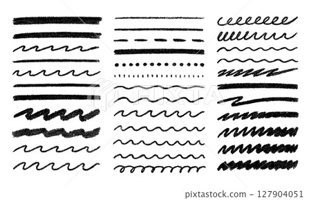 Pencil line chalk brush crayon underline scribble sketch vector doodle. Pencil crayon charcoal hand 127904051