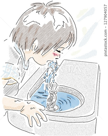 公園裡的孩子們喝水 127904057