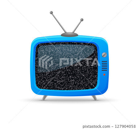 Retro television screen old blue tv icon. Vintage tv isolated vector cartoon icon Retro television screen old blue tv icon. Vintage tv isolated vector cartoon icon 127904058