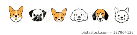 Dog head puppy vector cute icon. Dog face cartoon doodle pet flat animal corgi bulldog terrier. Dog head puppy vector cute icon. Dog face cartoon doodle pet flat animal corgi bulldog terrier. 127904122