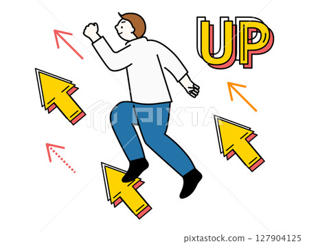 Illustration of stepping up, leveling up, skill improvement, jumping up, growth image Illustration of stepping up, leveling up, skill improvement, jumping up, growth image 127904125