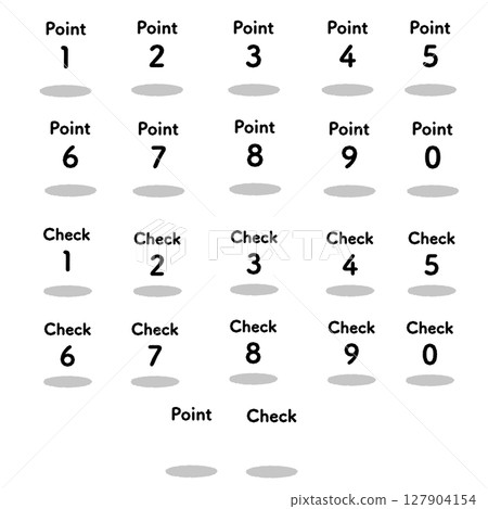 Handwritten floating Point and Check icons 127904154