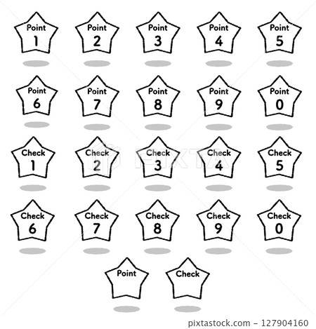 Handwritten floating point and check star icon Handwritten floating point and check star icon 127904160