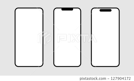 Phone mockup isolate 3d vector screen device template. Cellphone app mock up realistic telephone 127904172