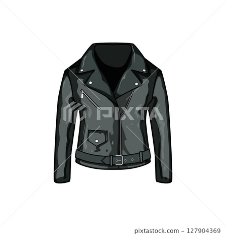 classic leather jacket female cartoon vector illustration 127904369