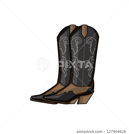 square cowgirl boots cartoon vector illustration 127904628
