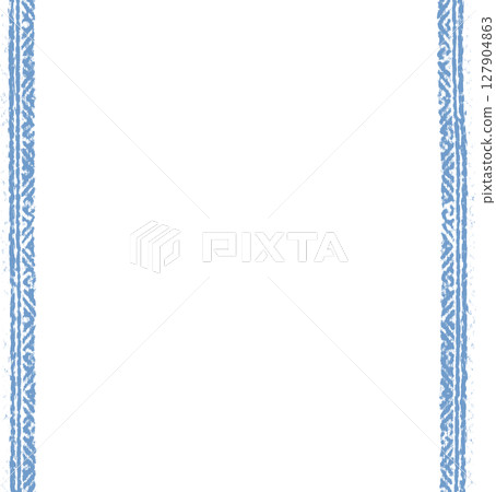 手繪民族藍色垂直線框 手繪民族藍色垂直線框 127904863