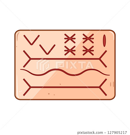 closure suture practice pad cartoon vector illustration closure suture practice pad cartoon vector illustration 127905217