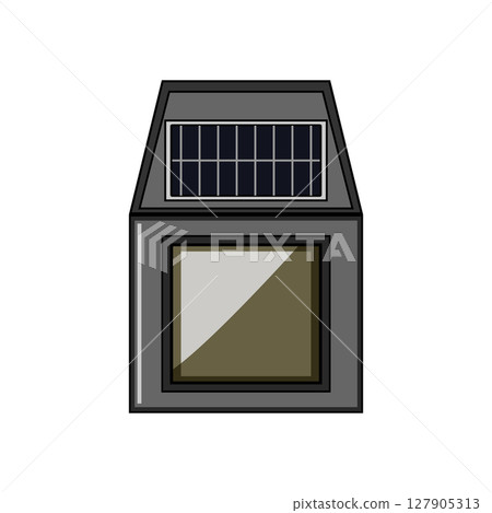 weatherproof solar powered garden lamp cartoon vector illustration 127905313