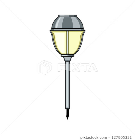 light solar powered garden lamp cartoon vector illustration 127905331