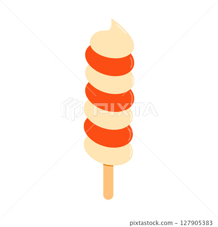 Ice cream on wooden stick. Flat vector illustration isolated on white 127905383