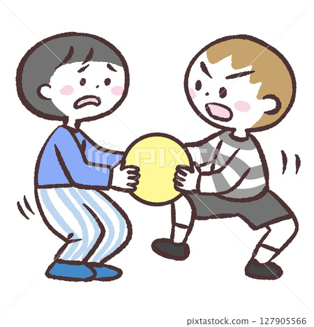 孩子們爭搶球的插圖 127905566