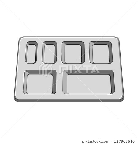 portion multi section meal tray cartoon vector illustration 127905616