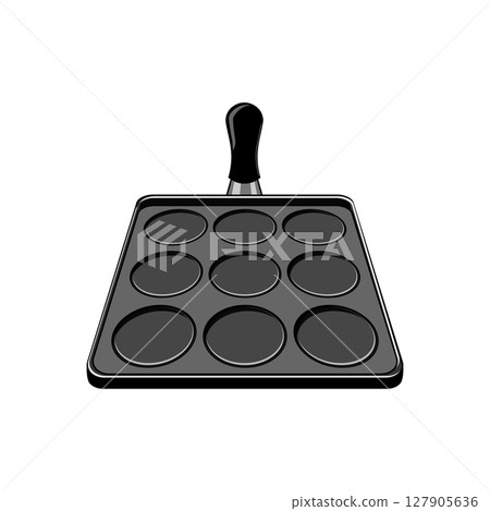 breakfast mini pancake pan cartoon vector illustration 127905636