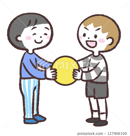 孩子們一起抱球的插圖 127906100