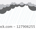 Dark Rain Clouds with Falling Rain Drops Vector Illustration  127906255